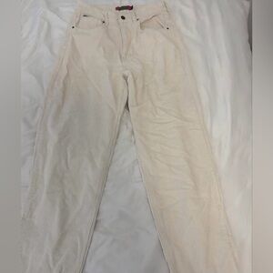 Cream Corduroy High-Waist Trousers